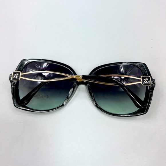 ROCAWEAR BLACK & CLEAR FRAME WITH THE SIDES GOLD SUNGLASSES, 100% UV PROTECTION - Picture 13 of 13